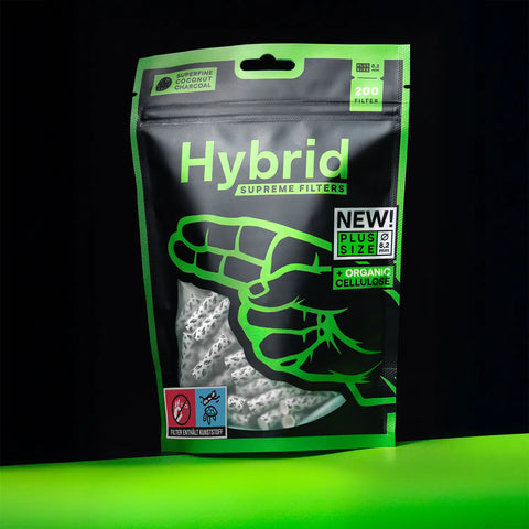 Hybrid Supreme Filter Plus Size Bag 200 – Packung mit 200 Aktivkohlefiltern mit 8.2 mm Durchmesser