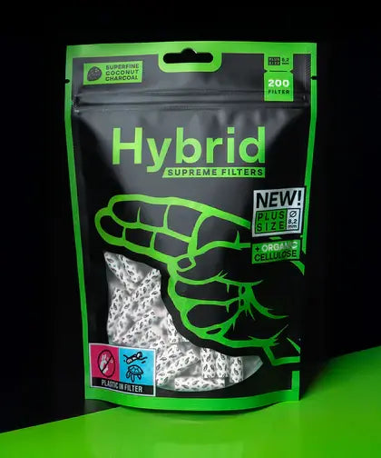 Hybrid Supreme Filter Plus Size Bag 200 – Packung mit 200 Aktivkohlefiltern mit 8.2 mm Durchmesser