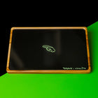 Hybrid x VonBlüte rolling tray mit Glasoberfläche und grünem Hand-Symbol auf schwarzem Hintergrund – Premium Drehunterlage.