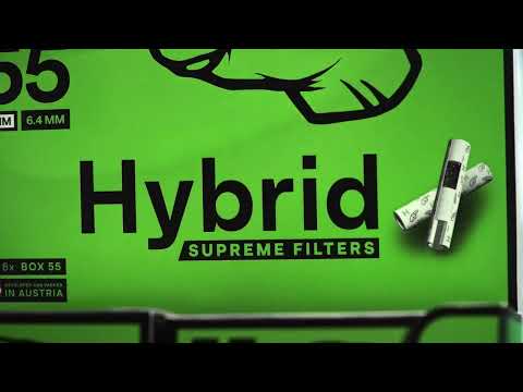 Hybrid Supreme 55er Box – Premium Aktivkohlefilter mit patentierter Technologie für smoothen, milden Rauchgenuss. Kein Staub, nur pure Qualität.