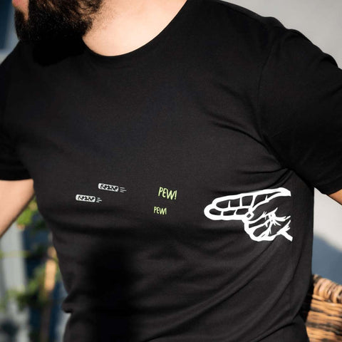 Hybrid Filter T-Shirt PewPew on Model 1
